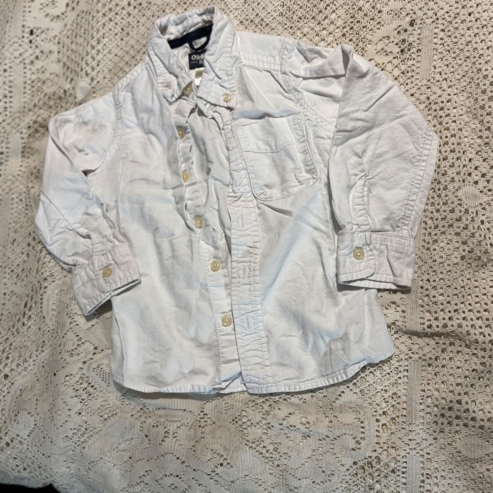 OshKosh B'gosh Boys White Button‎ Down Long Sleeve Shirt Size 4